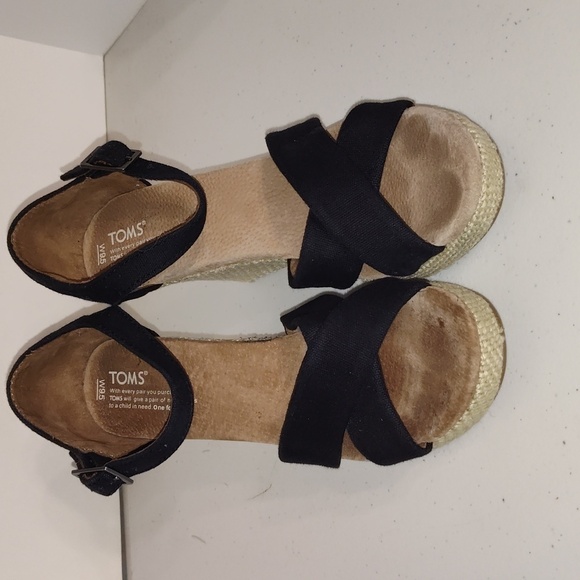 Toms Sienna Canvas Wedge Platform Sandal Size 9.5 - Picture 2 of 9